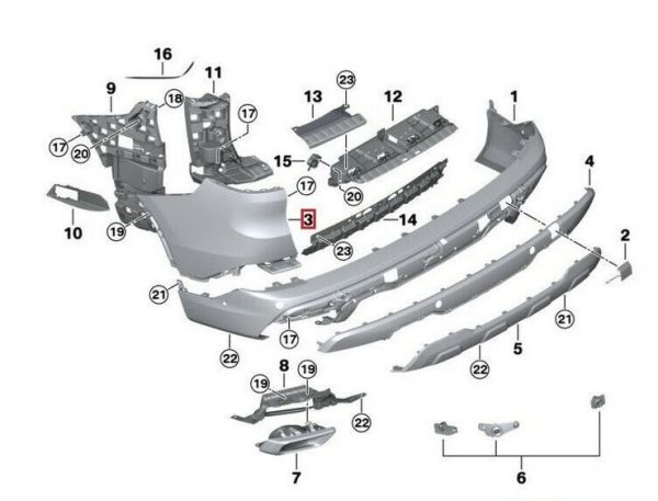 NEW GENUINE BMW X5 SERIES G05 TRIM PANEL REAR BUMPER LEFT N/S + RIGHT O/S - Image 2