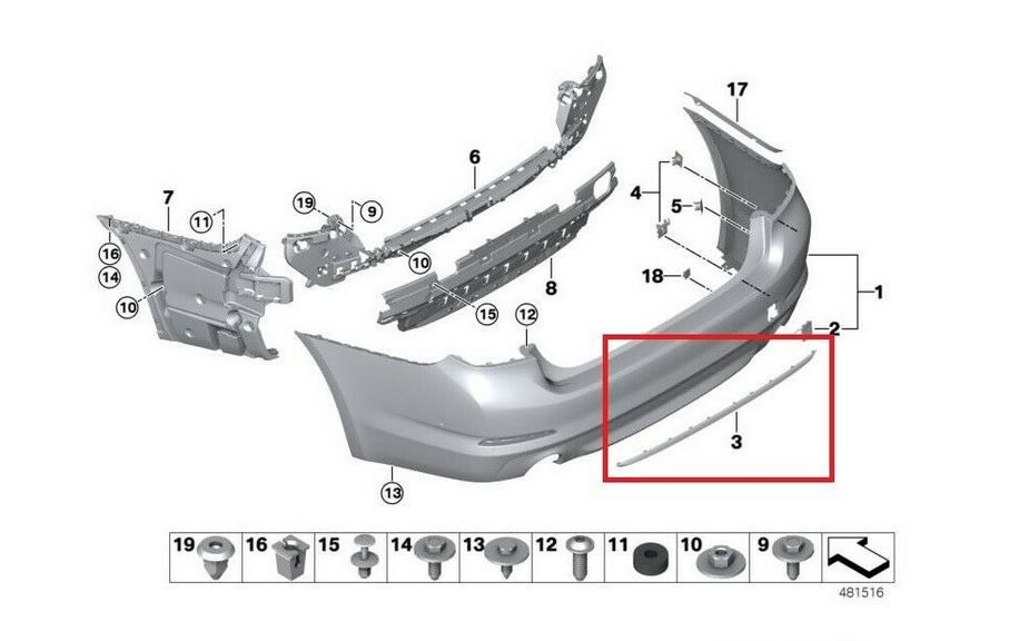 NEW GENUINE BMW 5 SERIES G30 REAR BUMPER CHROME MOLDING TRIM STRIP 51127389971 - Image 3