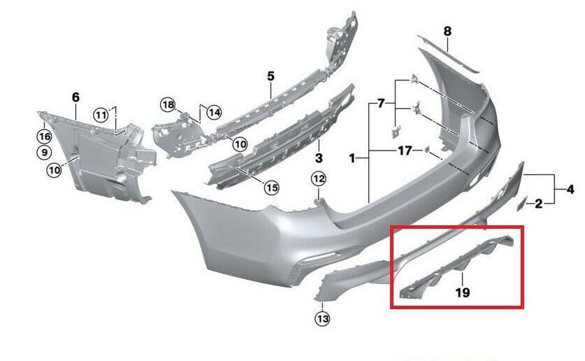 NEW GENUINE BMW 5 SERIES M5 F90 REAR BUMPER LOWER TRIM DIFFUSER 51128069482 - Image 5