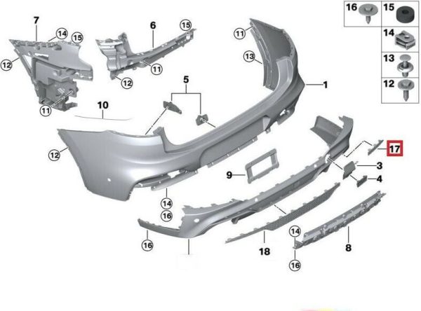 NEW GENUINE BMW X4 SERIES G02 REAR BUMPER M PERFORMANCE GRILLE RIGHT 51128089503 - Image 5