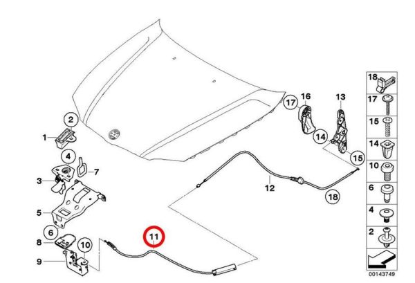 NEW BMW GENUINE 3 SERIES E90 E91 E92 E93 FRONT BONNET HOOD RELEASE CABLE 51237184432 - Image 7