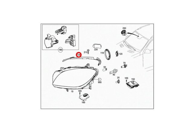 NEW GENUINE MERCEDES BENZ ML 2012-2015 FRONT HEADLIGHT HOUSING GASKET LEFT N/S A1668260191 - Image 2