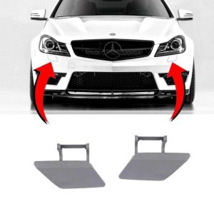 NEW GENUINE MERCEDES BENZ C W204 AMG FACELIFT FRONT HEADLIGHT WASHER COVERS PAIR