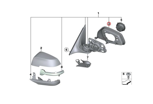NEW GENUINE BMW F10 F11 F12 F13 F01 F02 LCI MIRROR SUPPORT LEFT N/S 51167308639 - Image 4