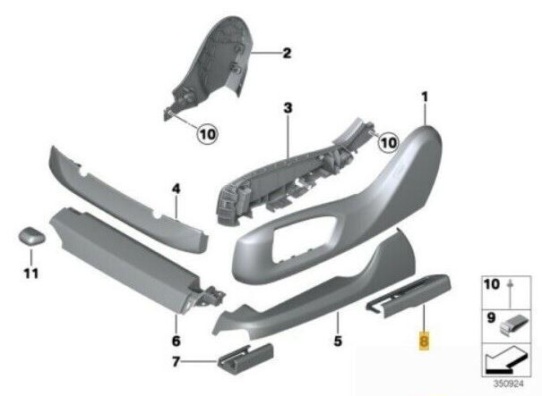 NEW GENUINE BMW F01 F02 F07 F10 F11 FRONT SEAT RAIL TRIM REAR LEFT N/S 52207340353 - Image 4