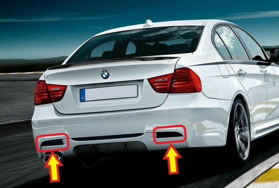 NEW GENUINE BMW 3 SERIES E90 E91 REAR BUMPER PERFORMANCE DIFFUSER TRIMS SET 51122148725+51122148726 - Image 3