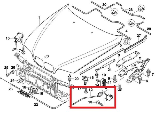 NEW GENUINE BMW 5 SERIES E39 BOONET LOCK RELEASE MECHANISM CABLE LHD 51238172174 - Image 2