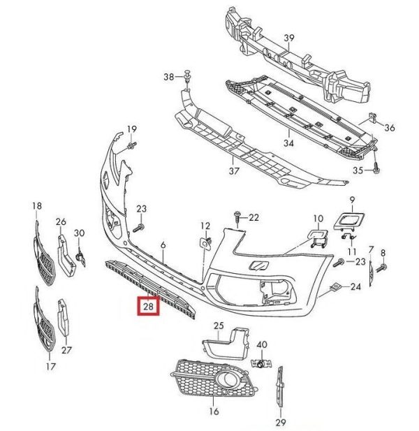 NEW GENUINE AUDI Q5 2013 - 2016 FRONT BUMPER LOWER CENTER GRILL 8R0807647B01C - Image 4