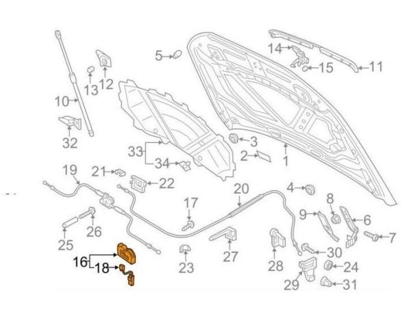 NEW GENUINE AUDI Q3 2015-2018 FRONT BONNET LID LOCK WITH MICRO SWITH 8U0823509A - Image 4