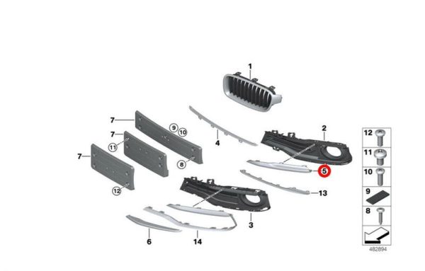 NEW GENUINE BMW 3 SERIES F30 F31 LCI FRONT BUMPER FOG LIGHT GRILL TRIM LEFT N/S 51117396841 - Image 6