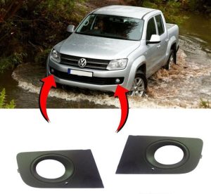 NEW GENUINE VW AMAROK FRONT BUMPER FOG LIGHT GRILL COVERS PAIR SET N/S + O/S
