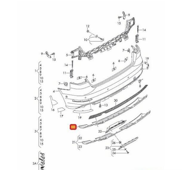 NEW GENUINE AUDI A3 13-16 REAR BUMPER LOWER SPOILER LEFT SINGLE PIPE 8V5807521 - Image 2