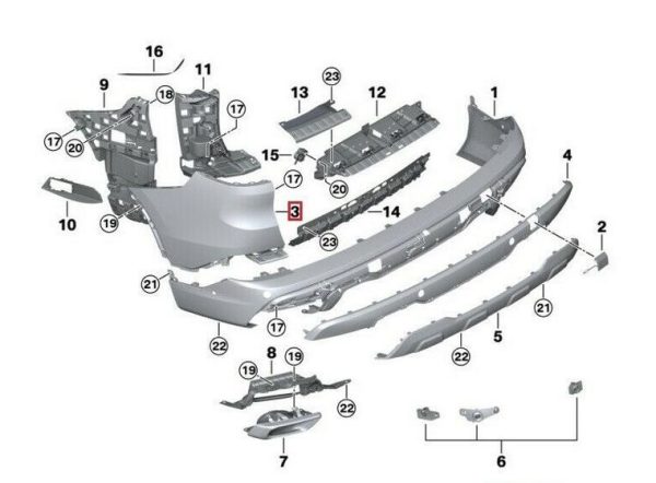 NEW GENUINE BMW X5 SERIES G05 TRIM PANEL REAR BUMPER LEFT N/S 51128498989 - Image 2