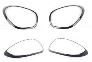 NEW GENUINE MINI PACEMAN R61 JCW GLOSS BLACK HEAD AND TAIL LIGHT SURROUNDS SET