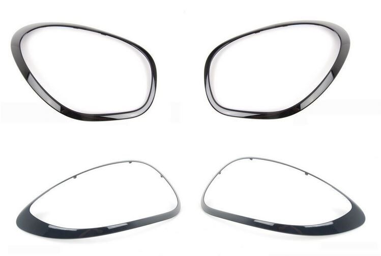 NEW GENUINE MINI PACEMAN R61 JCW GLOSS BLACK HEAD AND TAIL LIGHT SURROUNDS SET