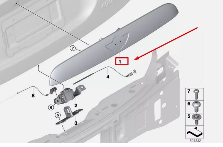 NEW GENUINE MINI COOPER F56 Rear Trunk Lid Grip 51137489752 - Image 4