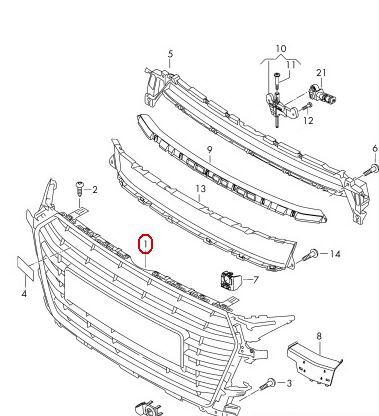 NEW GENUINE AUDI TT 15-17 FRONT RADIATOR CENTER GRILL ASSEMBLY BLACK 8S08536513FZ - Image 3