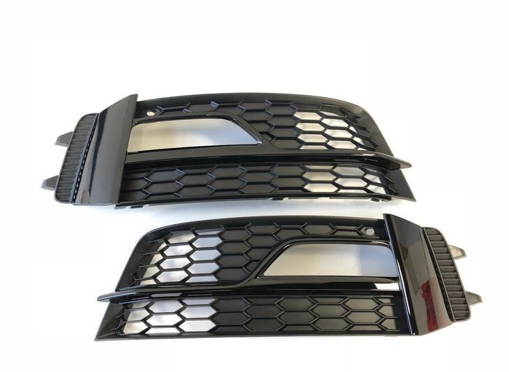 NEW GENUINE AUDI A4 S4 13-16 S-LINE BUMPER LEFT RIGHT FOG LIGHT GRILL BLACK SET - Image 3