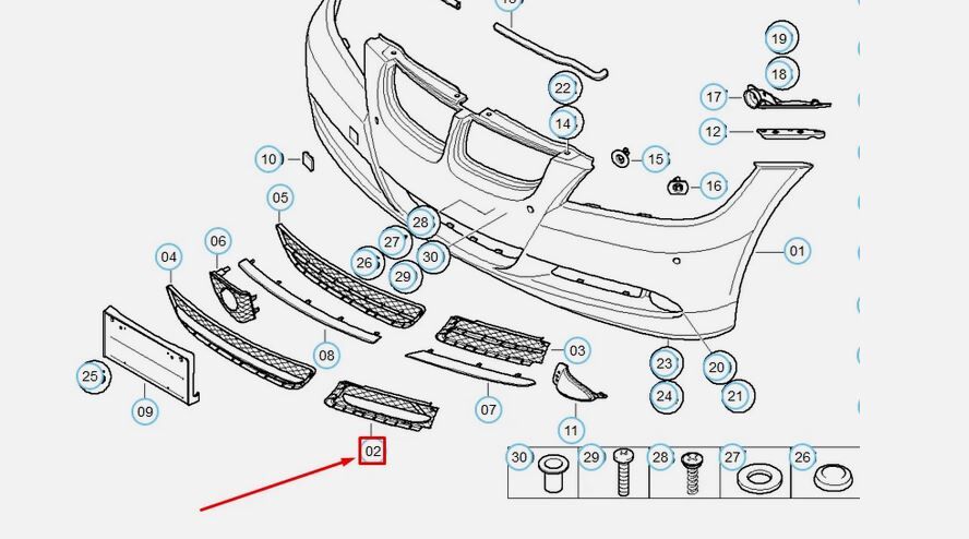 NEW GENUINE BMW 3 E90 Front Bumper Right Closed Grille 51117154554 - Image 2