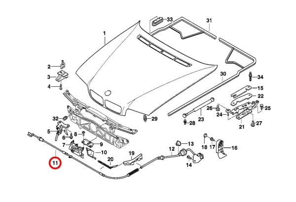 NEW BMW GENUINE E38 7 SERIES BONNET HOOD RELEASE CABLE 51238168163 - Image 6