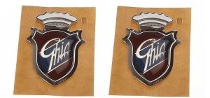 NEW GENUINE FORD GHIA SIDE PANEL BADGE EMBLEM NAME PLATE SET PAIR 2X 1307630