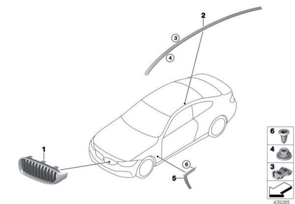 BMW NEW GENUINE 4 SERIES F32 F33 F36 PRIMED WING FENDER GRILLE TRIM RIGHT 51747381994 - Image 3