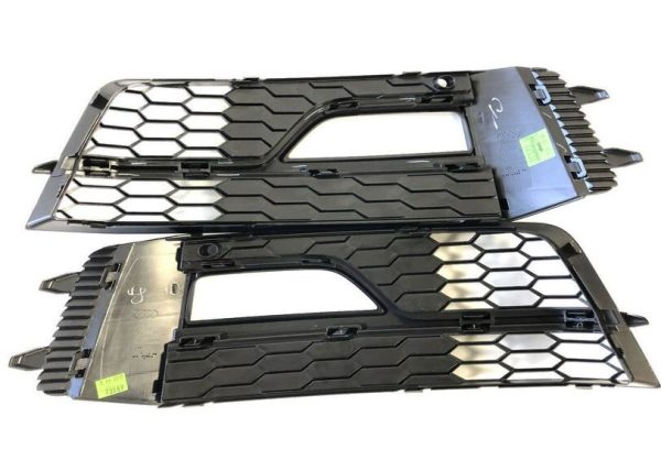 NEW GENUINE AUDI A4 S4 13-16 S-LINE BUMPER LEFT RIGHT FOG LIGHT GRILL BLACK SET - Image 4