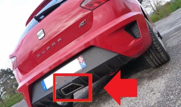 NEW GENUINE SEAT IBIZA CUPRA 13-16 REAR BUMPER EXHAUST TRIM SET CHROME - Image 3