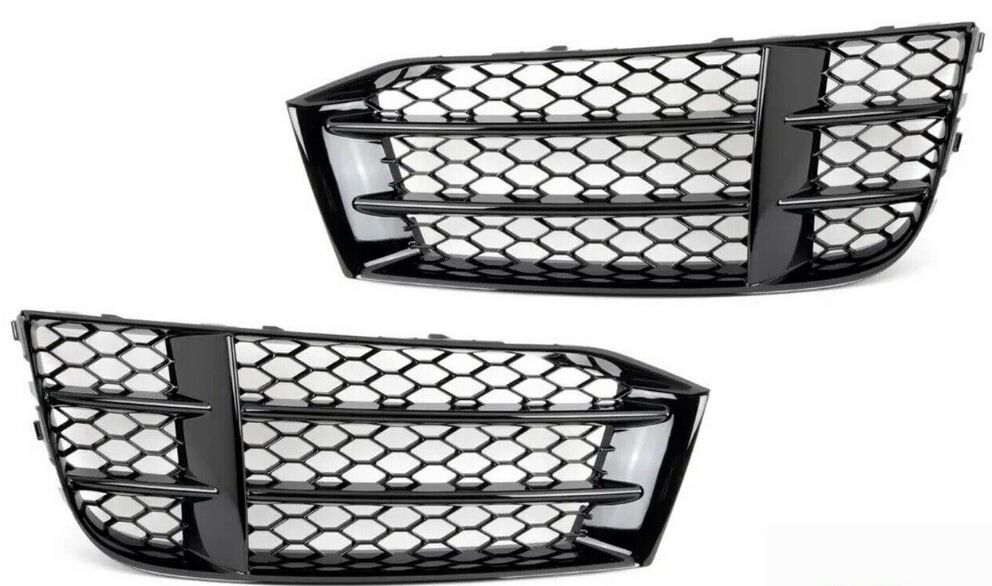 NEW GENUINE AUDI RS5 10-16 FRONT BUMPER LOWER BLACK GRILLE LEFT RIGHT PAIR SET