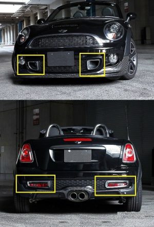 NEW MINI R55 R56 R57 R58 R59 JCW  FRONT REAR FOG LIGHTS FRAME TRIMS CHROME 4PCS