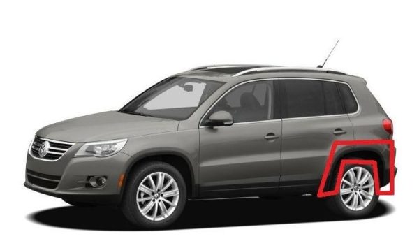 NEW GENUINE VW TIGUAN 08-11 WHEEL ARCH TRIM COVER FENDER REAR LEFT N/S BLACK 5N0854819B9B9 - Image 2