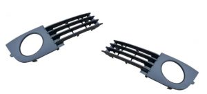 NEW GENUINE AUDI A6 C5 02-05 4 CYLINDER FRONT BUMPER BLACK FOG LIGHT GRILLE SET