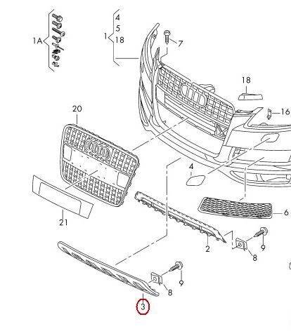 NEW GENUINE AUDI Q7 10-15 S-LINE FRONT BUMPER LOWER VALANCE TRIM GREY 4L08071101RR - Image 2