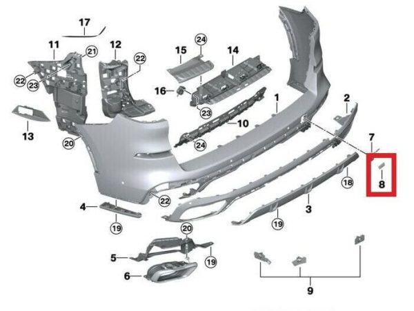 NEW GENUINE BMW X5 G05 REAR M SPORT BUMPER LOWER TOW HOOK COVER CAP 51128090991 - Image 5