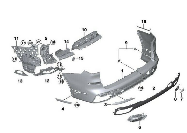 NEW GENUINE BMW G07 X7 30dX Protective rubber strip,rght rear bumper 51128745744 - Image 2