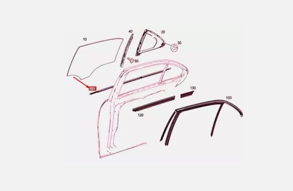 NEW GENUINE MB E W212 REAR LEFT DOOR WINDOW OUTSIDE SEALING RAIL A2127350965 10-15 - Image 2