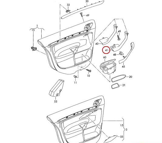 NEW GENUINE VW GOLF MK5 LEFT N/S REAR DOOR INNER PULL TRIM 1K0868187H 75R - Image 3