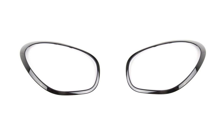 NEW GENUINE MINI PACEMAN R61 JCW GLOSS BLACK HEAD LIGHT SURROUNDS PAIR SET - Image 2