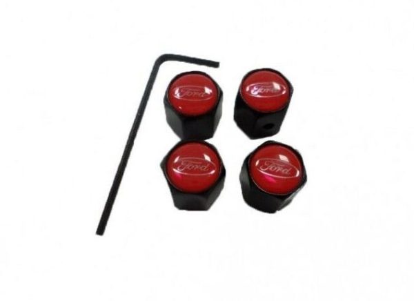 NEW GENUINE FORD PERFORMANCE RED TYRE VALVE CAPS SET 4PCS 2308111 - Image 2