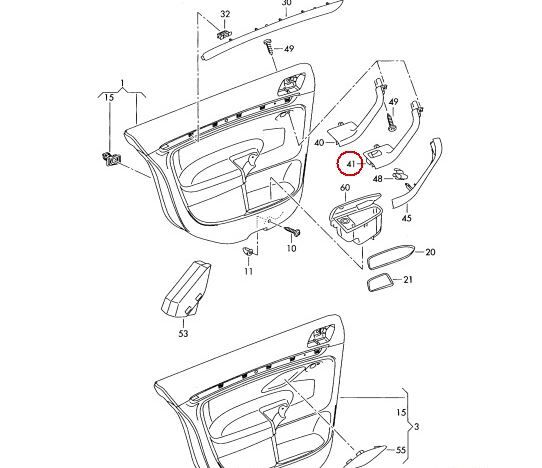 NEW GENUINE VW GOLF MK5 RIGHT O/S REAR DOOR INNER PULL TRIM 1K0868188H 75R - Image 3