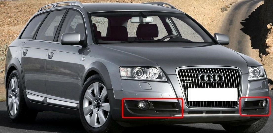 GENUINE AUDI A6 C6 07-11 ALLROAD O/S RIGHT N/S LEFT BUMPER FOG LIGHT GRILL SET - Image 5