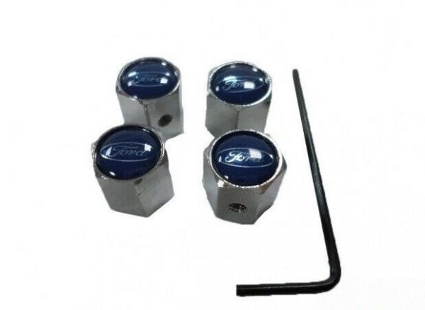 NEW GENUINE FORD PERFORMANCE BLUE TYRE VALVE CAPS SET 4PCS 2308113 - Image 2