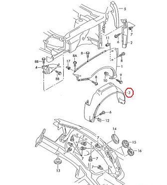 NEW GENUINE AUDI S3 97-03 FRONT WHEEL ARCH FENDER LINER SPLASH GUARD LEFT N/S 8L9821171A - Image 4