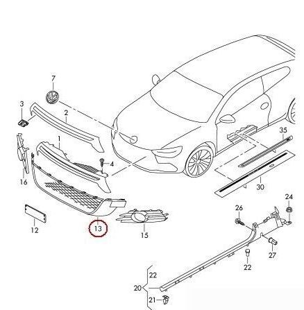 NEW GENUINE VW SCIROCCO R 09-14 FRONT BUMPER CENTRE LOWER GRILL 1K8853677A 041 - Image 4
