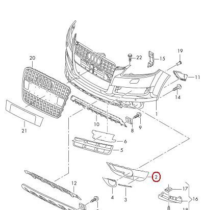 NEW GENUINE AUDI Q7 10-16 O/S RIGHT FRONT BUMPER FOG LIGHT GRILL 4L0807062C GRU - Image 4