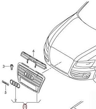 NEW GENUINE AUDI Q5 09-12 GREY FRONT CENTER RADIATOR BUMPER GRILL 8R0853651B1QP - Image 2