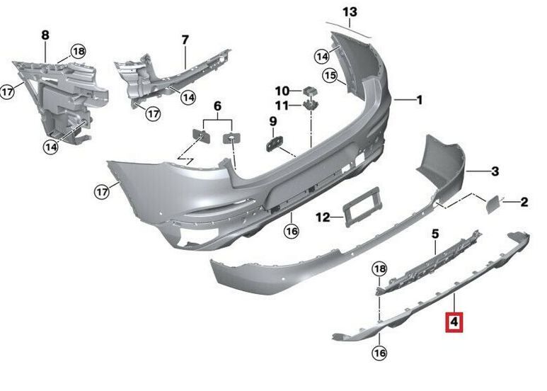 NEW GENUINE BMW X4 SERIES G02 REAR BUMPER X LINE TRIM PANEL DIFFUSER 51127417844 - Image 2