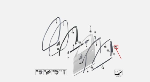 NEW GENUINE BMW 5 SERIES G30 G31 FRONT RIGHT DOOR PILLAR TRIM B 51337336954 - Image 4