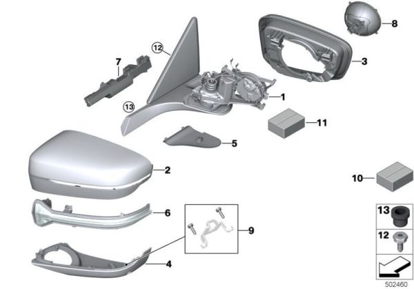 NEW GENUINE BMW 5 SERIES M5 F90 FRONT WING MIRROR COVER RIGHT O/S RHD 51168073276 - Image 4