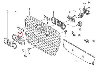 NEW GENUINE AUDI A7 RS7 CHROME RS7 FRONT GRILL BADGE EMBLEM WITH SECURING CLIP 4G8853736C2ZZ - Image 5
